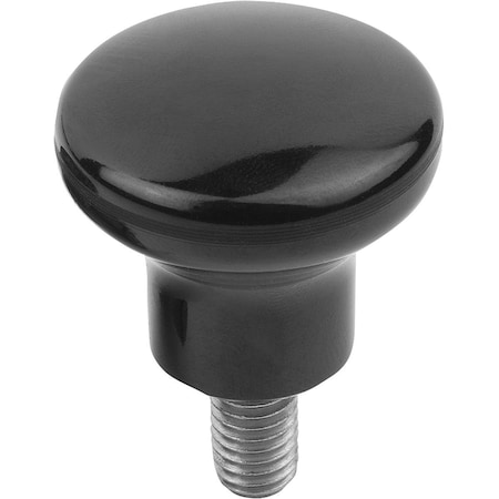 Mushroom Knob Polished D=M05X10 D1=18 Thermoset, Black, Comp:Stainless Steel, Comp:Bright